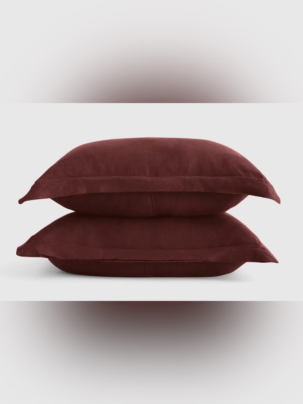 Quince European Linen Double Flange Sham Set, Standard (Burgundy)
